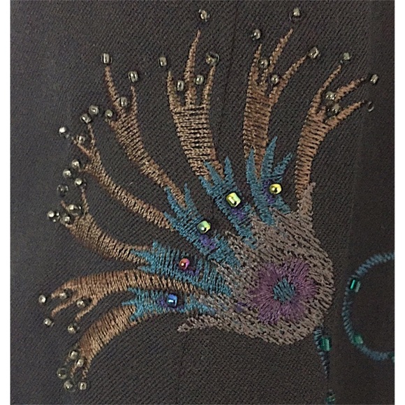 ICE black floral embroidered beaded full midi skir - Picture 5 of 8